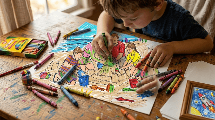 Kid coloring the page